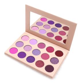 Vegan Cruelty Free 15 Color Matte Glitter Eyeshadow High Pigment Light Pink Purple Eyeshadow Palette